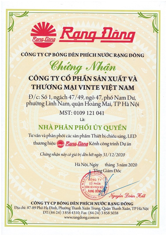 Dai ly cap 1 Rang Dong
